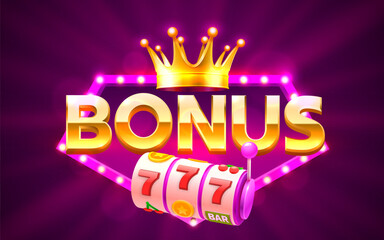 Bonus slots icons, slot sign machine, night Vegas. Vector illustration