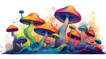 Fototapeta na wymiar Psilocybin hallucinogenic mushrooms multicolored.