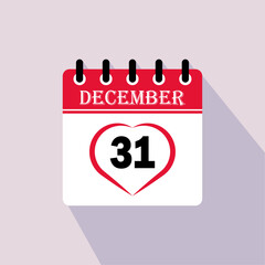Icon calendar day - 31 December. 31 days of the month, vector illustration.