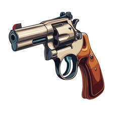 Vector cartoon revolver isolated on white background.