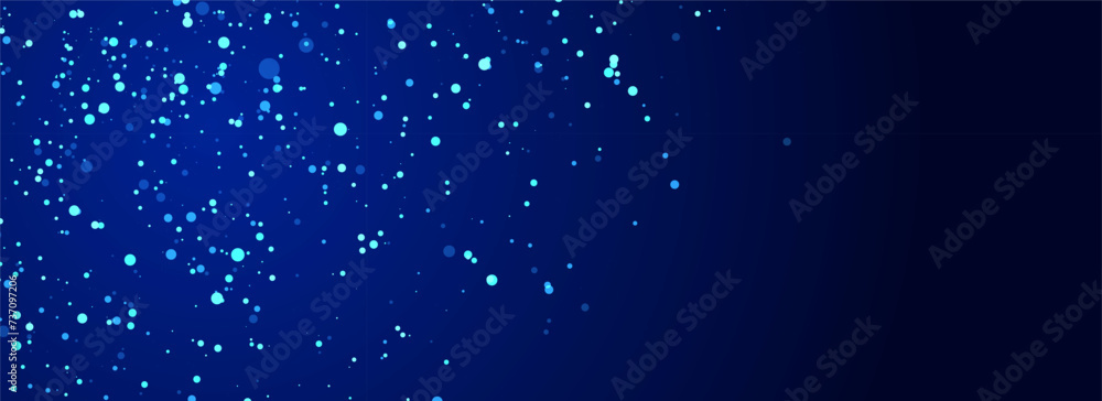 Poster vector futuristic flying space dust. magic particles in infinite. technology glitter dots with bokeh