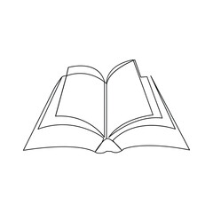 Vector in one continuous line drawing of book concept of education, library logo illustration