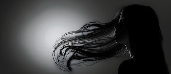 Silhouette of Woman with Flowing Hair