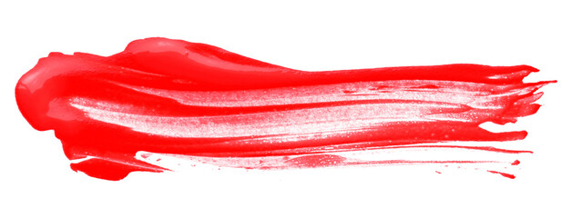 Shiny red brush watercolor painting isolated on transparent background. watercolor png