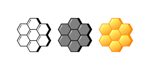 Obraz premium Honeycomb icon set. Honeycomb icons. Linear and flat style. Vector icons
