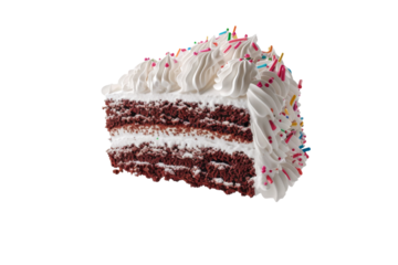 Piece of Cheesecake isolated on background, dessert and sweet meal, slice of cake floating in the air.