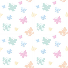 Seamless pastel butterflies pattern background 