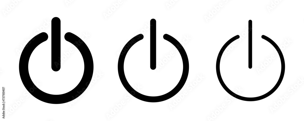 Wall mural button on off outline icon collection or set. button on off thin vector line art