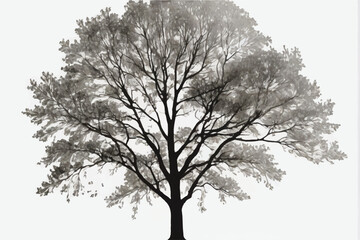 A black and white silhouette of a large tree. Tree element to create a group of plants somewhere isolated on white backgrounds vector.