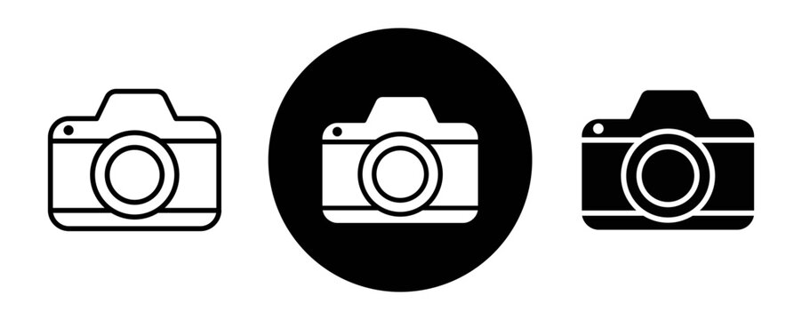Camera outline icon collection or set. Camera Thin vector line art