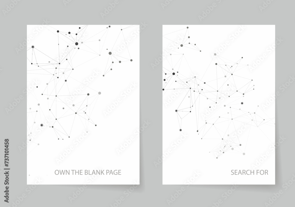 Fototapete Vector brochure design, connecting dots and lines. Global network connection. Geometric abstract background