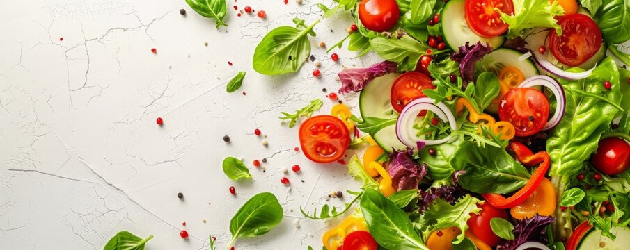 background vegetable salad closeup with space for text.