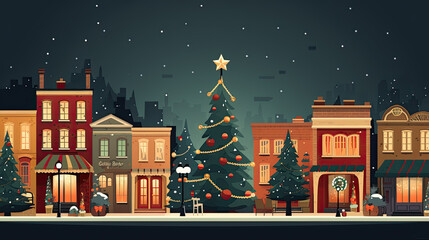 Small town adorned in festive splendor, shops aglow with holiday cheer. Thanksgiving to Christmas, a magical journey awaits in every decorated corner.