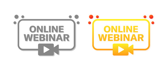 Online webinar signs. Webinar buttons. Flat style. Vector icons