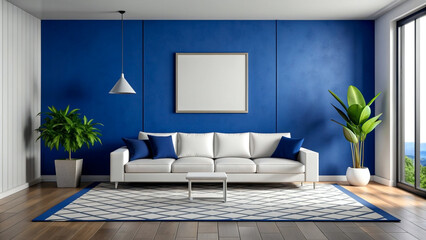 Minimalist modern living room with frame mockup