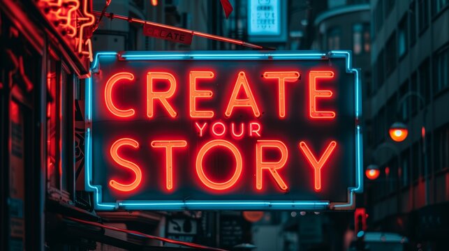 Create your story  motivation quote on abstract blurred background, success concept