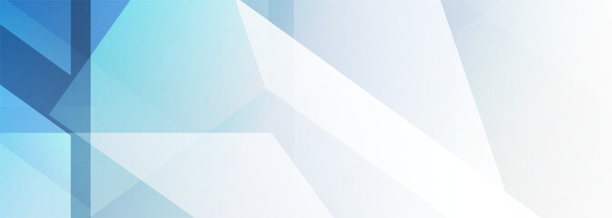 White and blue modern abstract wide banner with geometric shapes background. Vector illustration