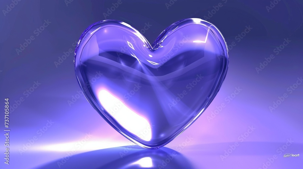 Poster vibrant holographic heart icon shining in the air, creating an interactive visual experience.