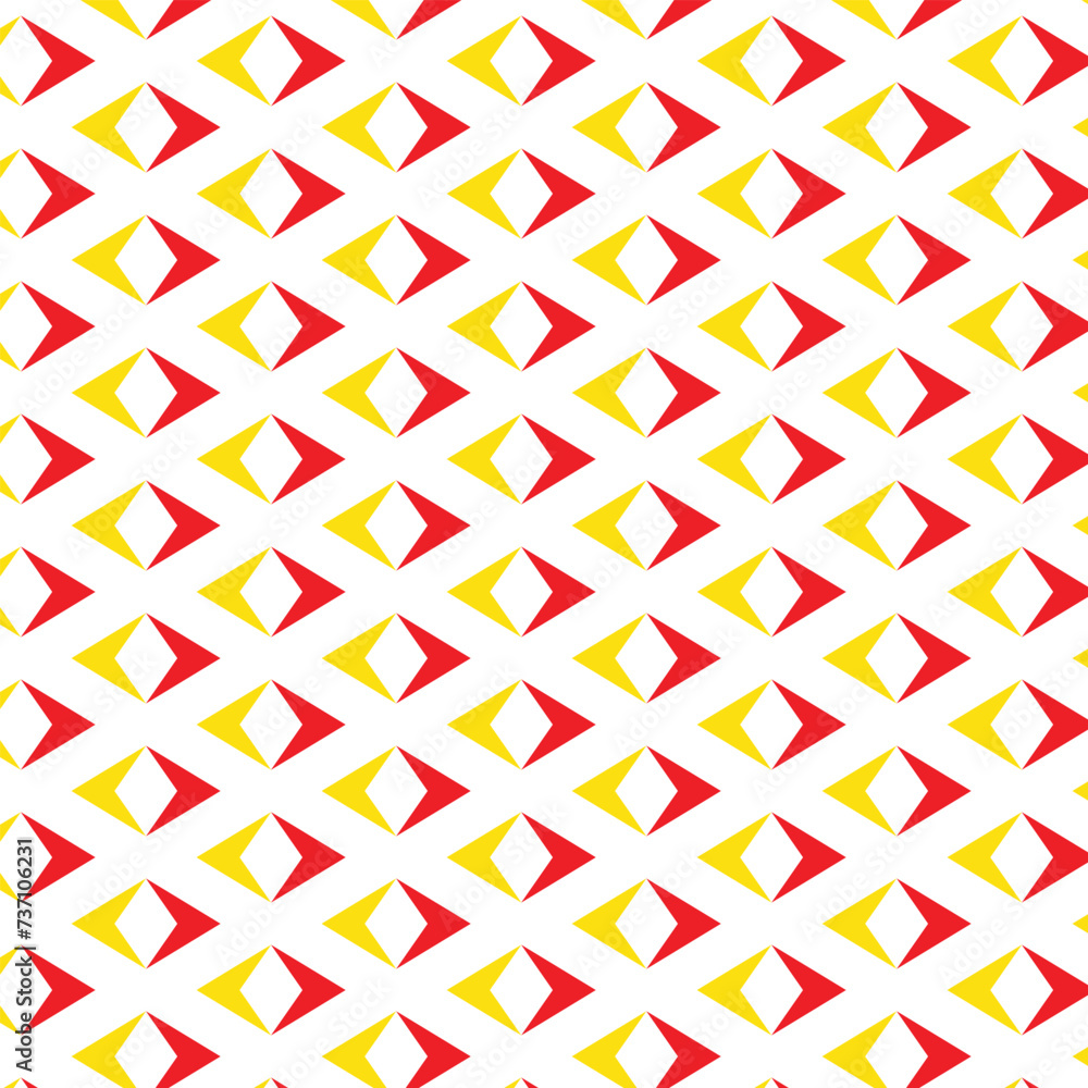 Poster abstract seamless repeatable red yellow arrow pattern.