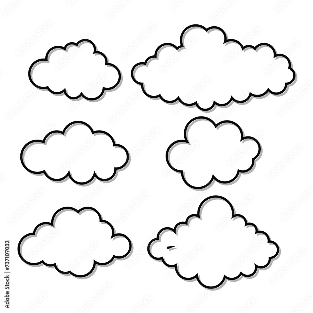 Poster Cloud line art icon. Element of data storage solution, line cloud concept. Vector illustration of line clouds isolated on white background