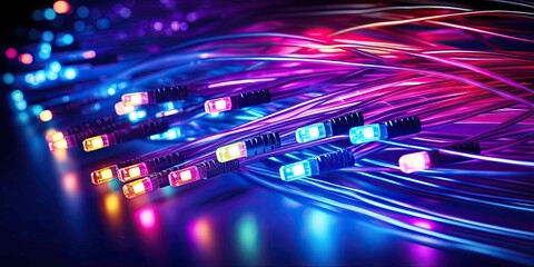 Colored electric cables and led optical fiber for technology and business