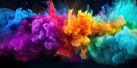 Colorful rainbow holi paint color powder - obrazy, fototapety, plakaty