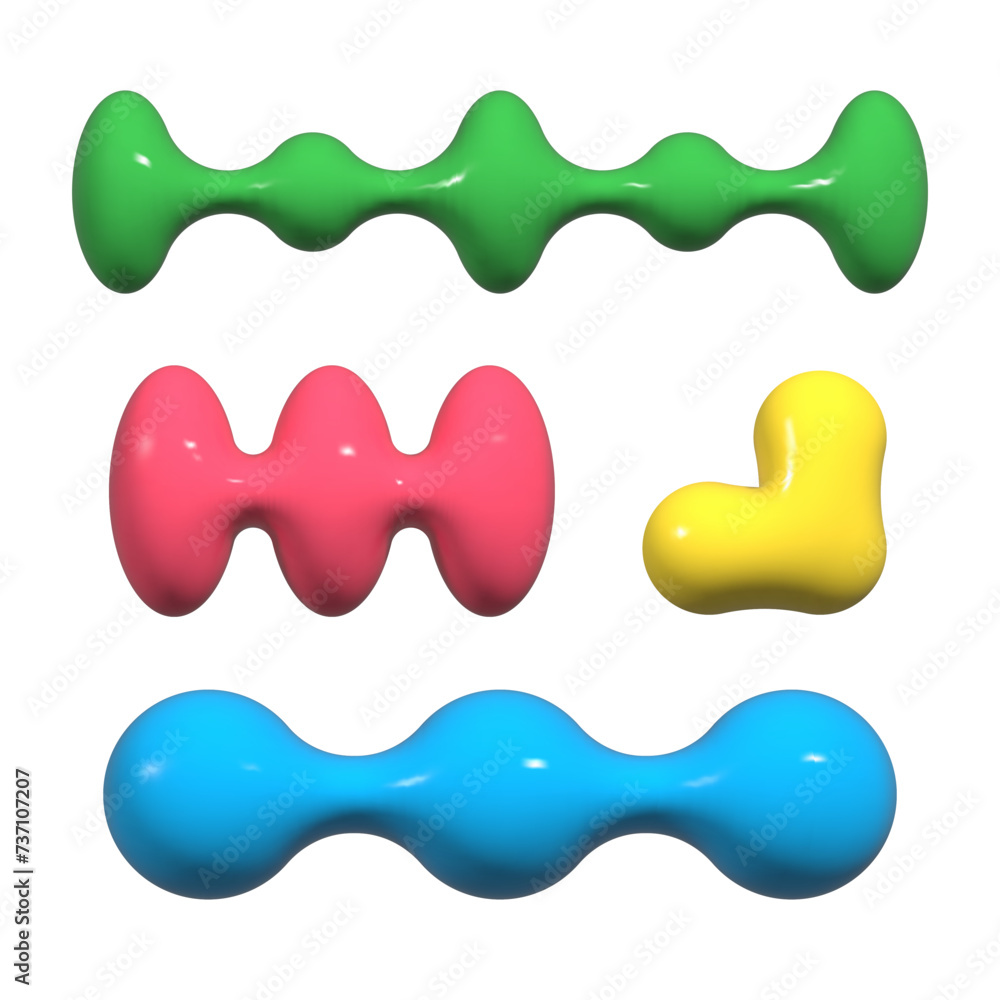 Aufkleber 3d abstract shapes collection. brutalist retro forms realistic design collection