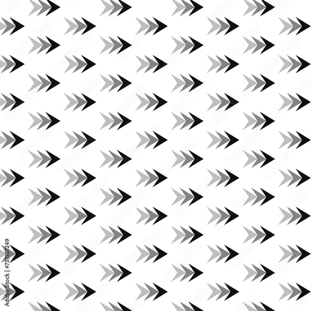 Poster abstract seamless repeatable black grey arrow pattern.
