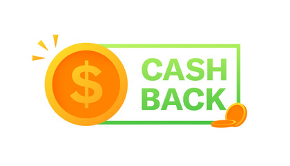 Cash back sign icon. Flat style. Vector icon