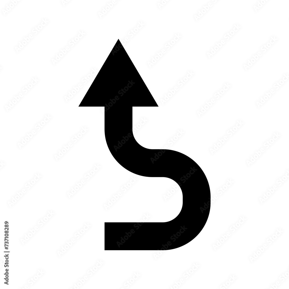 Poster go straight this way one way only u turn left and right black arrow sign direction icon. vector imag
