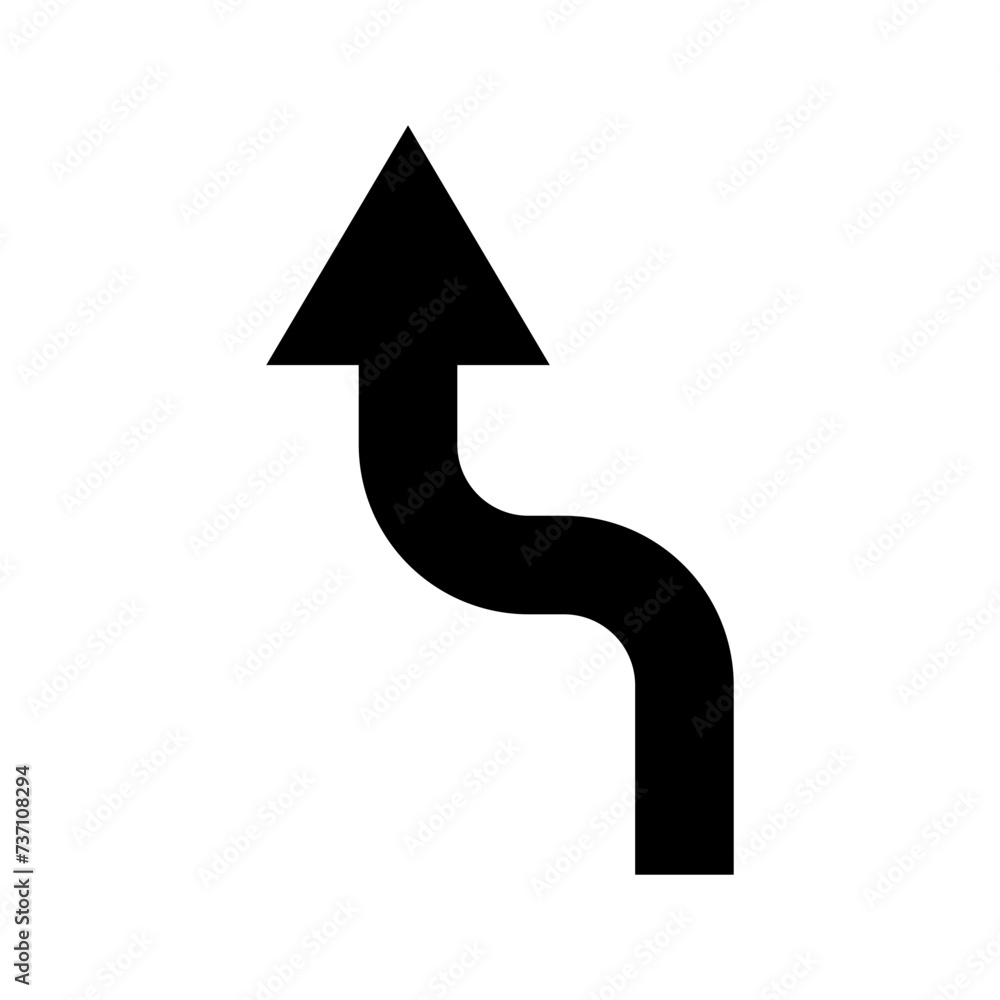 Poster go straight this way one way only u turn left and right black arrow sign direction icon. vector imag