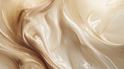 An elegant abstract fluid background with swirls of espresso brown and creamy ivory, evoking a sense of refined taste.