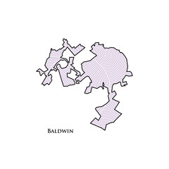 Baldwin Map - World Map International vector template. Region silhouette vector illustration