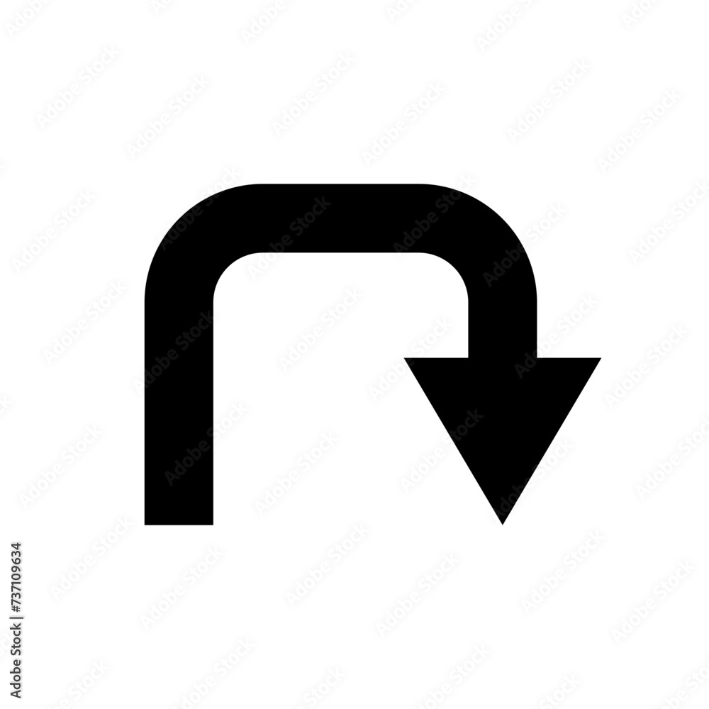 Poster go straight this way one way only u turn left and right black arrow sign direction icon. vector imag