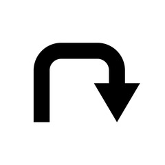 Go Straight This Way One Way Only U Turn Left and Right Black Arrow Sign Direction Icon. Vector Image.