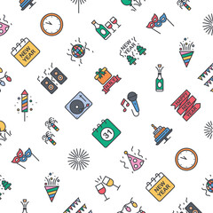 Vector Pattern with Happy New Year, Seamless Background.