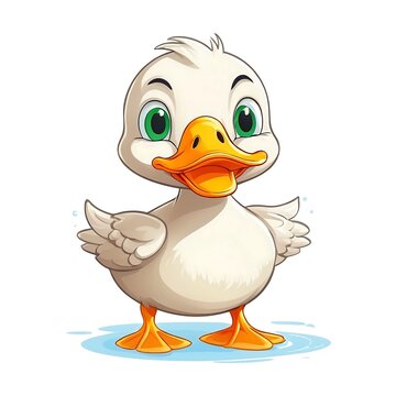 Cute Cartoon Duck, Vector illustration on a white background....