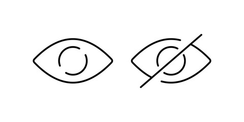 Eye icons. Viewing allowed and prohibited icons. Linear style