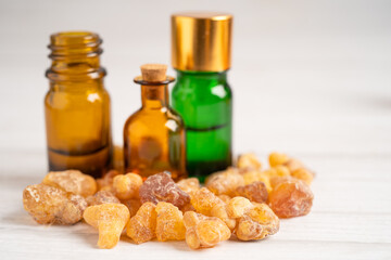 Frankincense or olibanum aromatic resin used in incense and perfumes.