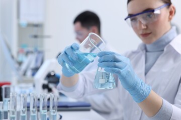 Scientists working with samples in laboratory. Medical research