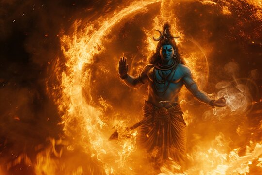 Shiva the Blue God of Destruction Generative AI