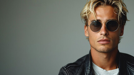 Obraz premium portrait of a handsome guy wearing sunglasses. 