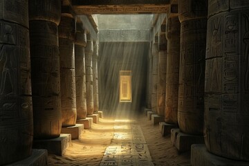 Egyptian Temple Ruins A Glimpse into Ancient History Generative AI - obrazy, fototapety, plakaty