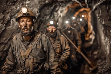 Fototapeta na wymiar 1920s Coal Miners' Grit and Unity