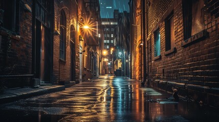 Fototapeta na wymiar Rainy Night in the City A Glimpse of the Urban Underground Generative AI