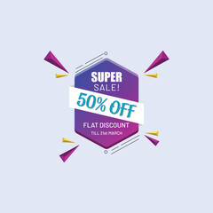 Super Sale banner. Sale offer price sign.  Vector banner. Discount text. Vector