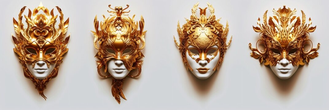 Golden Masks A Golden Mardi Gras Celebration Generative AI