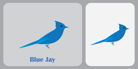 Vector Logo Illustration Bird Blue Jay Silhouette