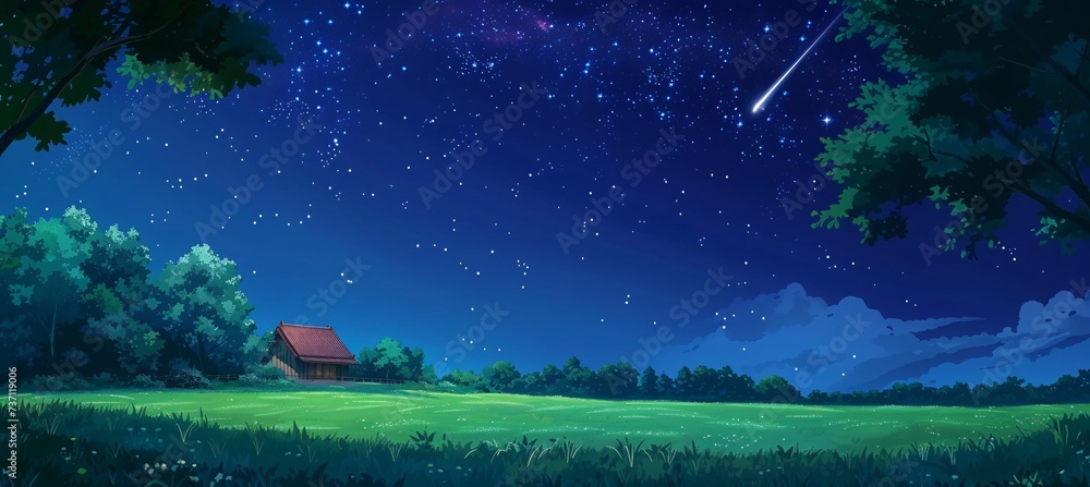 Poster night sky with a rocket launch generative ai