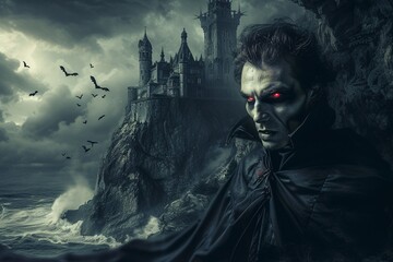 Dracula's Castle A Gothic Nightmare Generative AI - obrazy, fototapety, plakaty